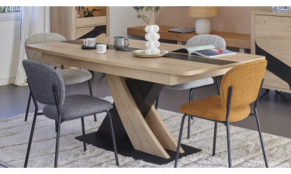 ARCHIPEL - Table pied central 1 allonge centrale papillon de 60 cm  