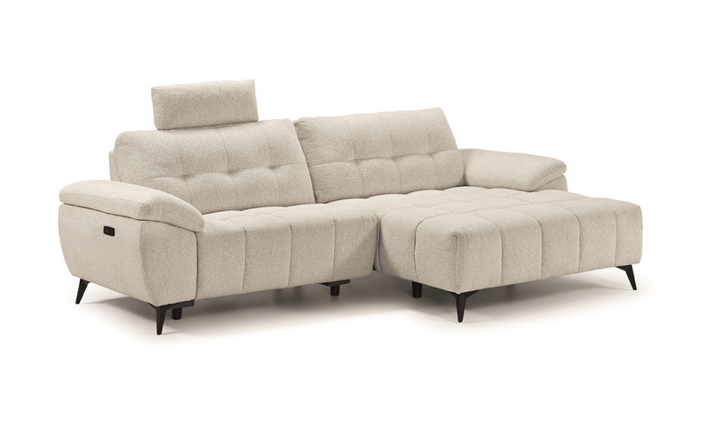 LANZA - Canapé chaise longue, assise coulissante électrique  