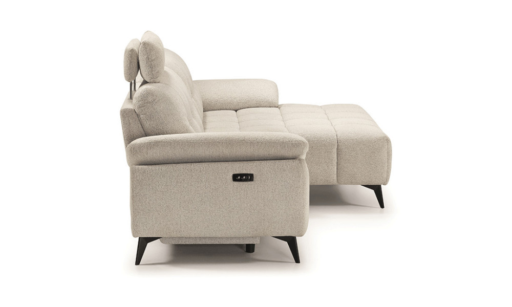 LANZA - Canapé chaise longue, assise coulissante électrique  